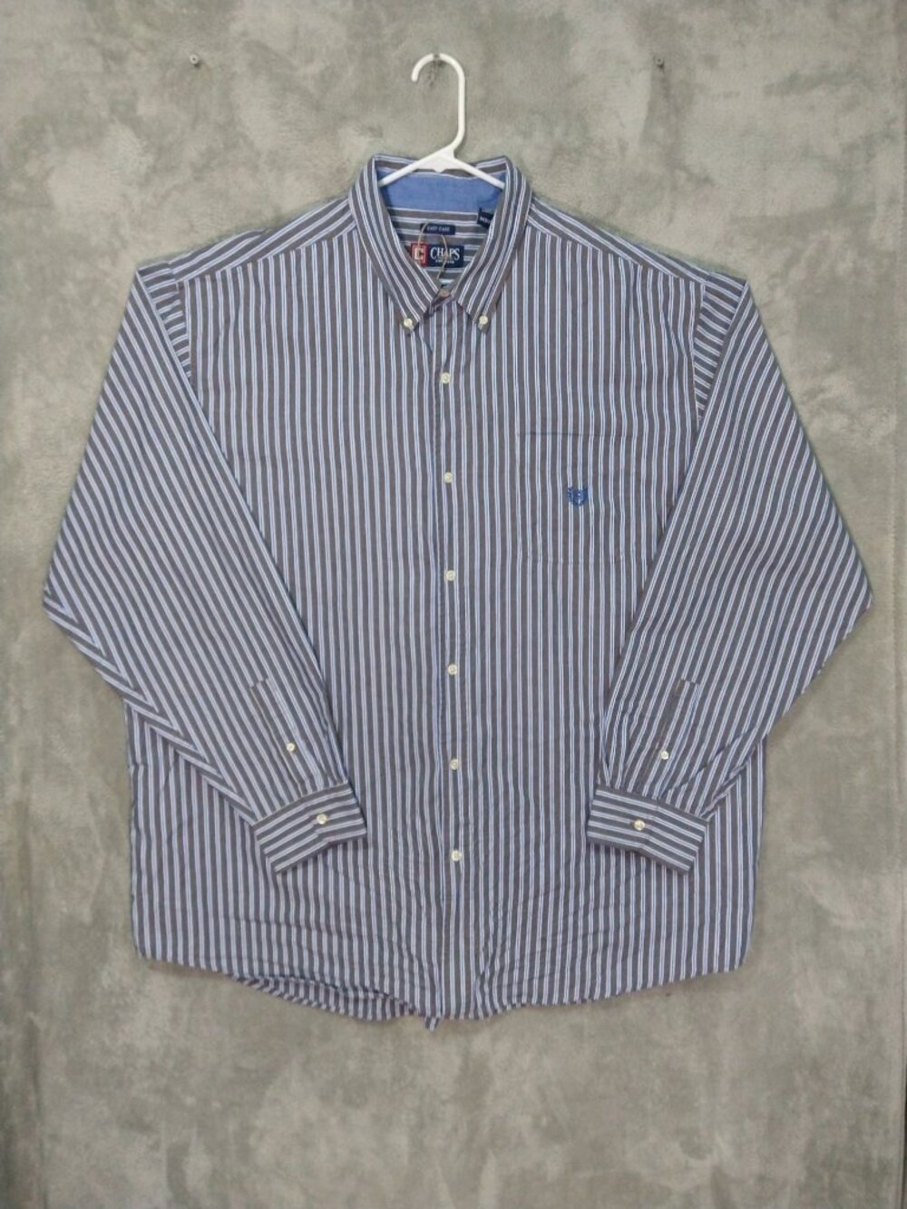 Chaps Shirt Mens 3XT Brown Striped Easy Care Long Sleeve Button Down Casual